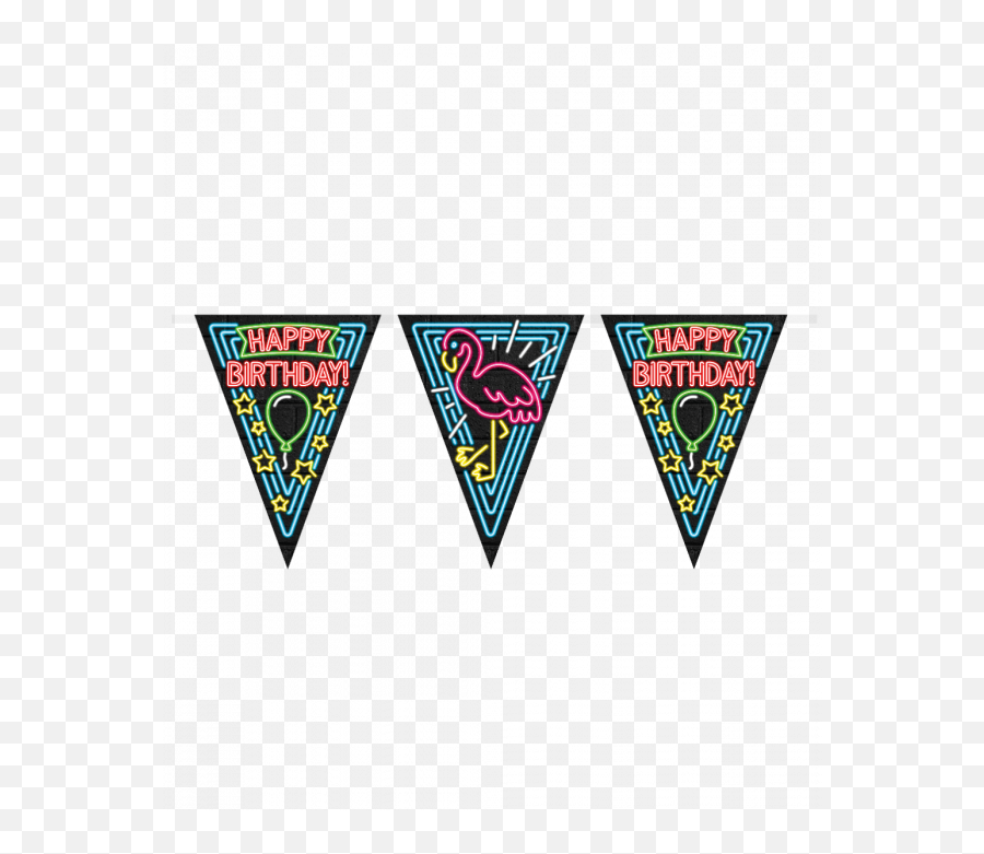 Neon Party Bunting Happy Birthday Emoji,Neon Triangle Png