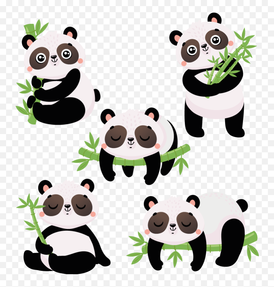 Baby Pandas With Bamboo Wild Animal Sticker Emoji,Wild One Clipart