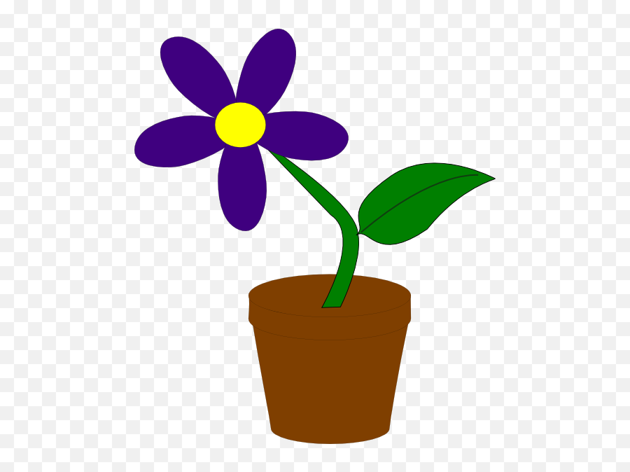 Purple Flower Clip Art At Clker - Flower Pot With Flower Clip Art Png Emoji,Purple Flower Clipart