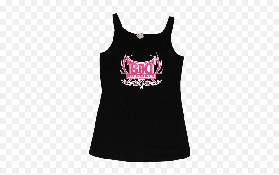 Bad Hunting Tank Top Ladies Black Wpink Logo - Sleeveless Emoji,Black Pink Logo