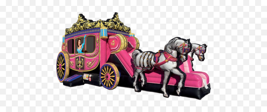 Princess Carriage Combo Moonwalk Slide - Princess Carriage Bounce House Emoji,Cinderella Carriage Png