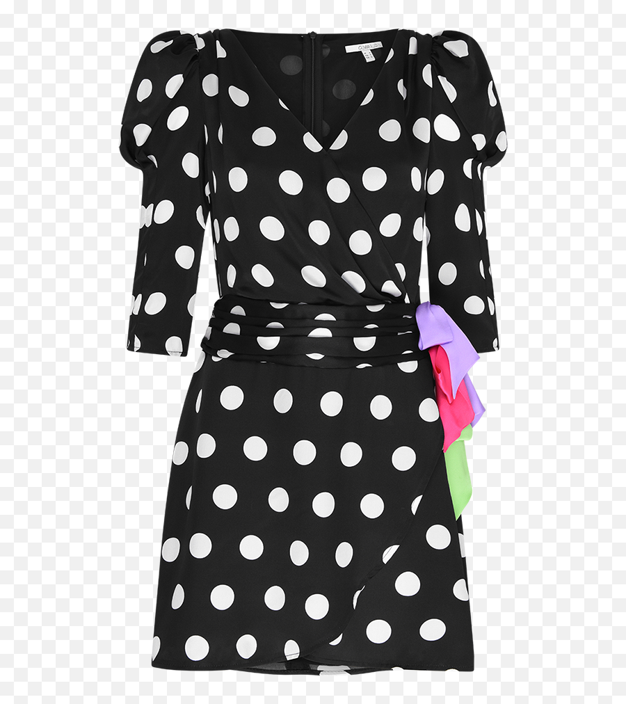 Ren Black And White Polka Dot Silk Mini Dress - Olivia Rubin Emoji,Black Dress Png