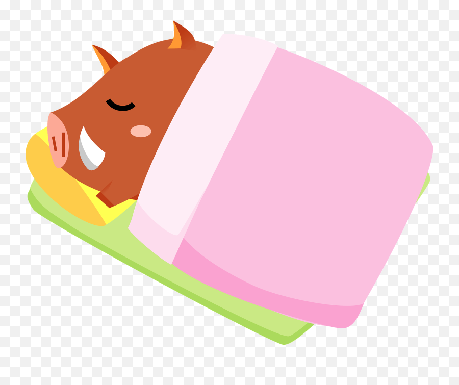 Wild Boar Sleeping In A Bed Clipart Free Download - Sleeping Boar Clipart Emoji,Bed Clipart Black And White