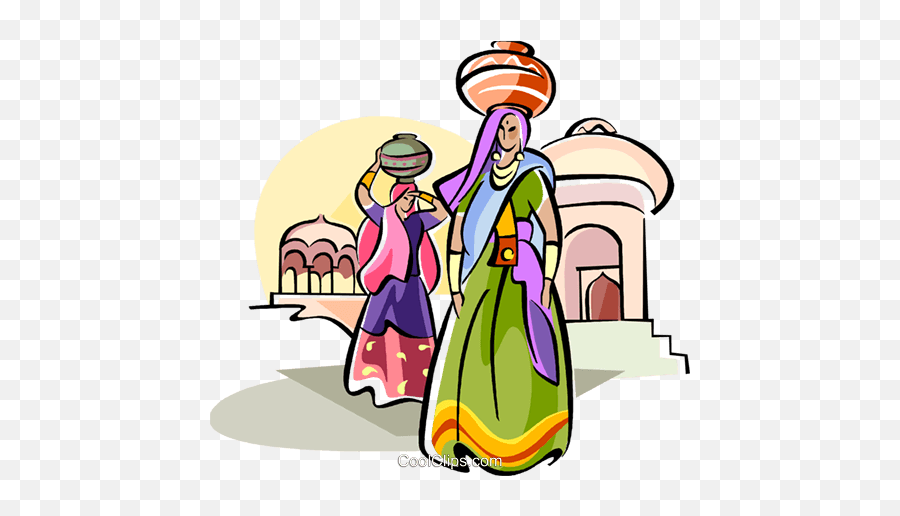 Indian Women Carrying Water - Indian Women Carrying Water Vector Emoji,India Clipart