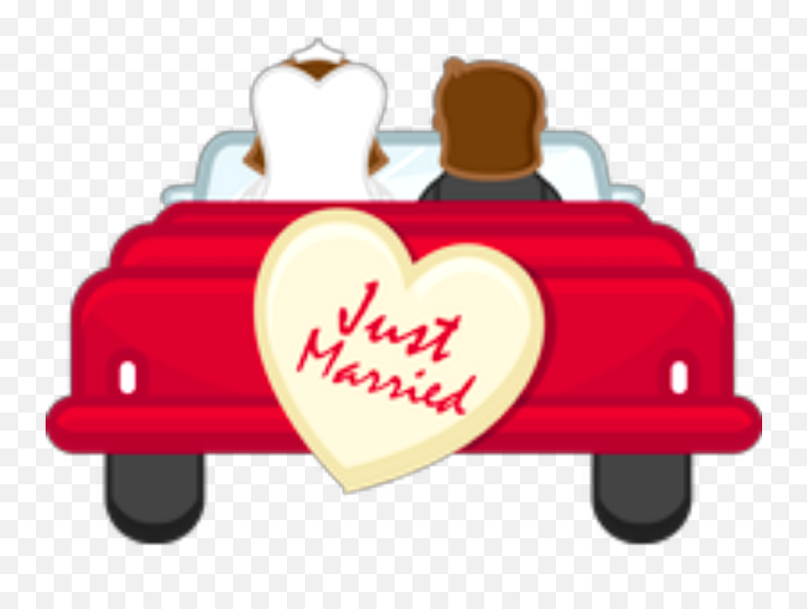 Just Married Car Clipart - Wedding Status For Best Friend Wedding Car Cartoon Free Emoji,Cars Clipart Black And White