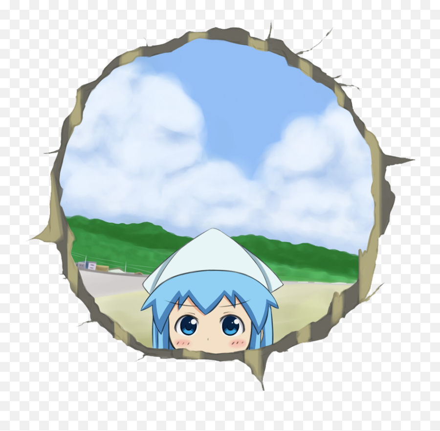 Squid Girl Png - Comment Picture Hole In The Wall Ika Musume Cute Emoji,Hole In Wall Png