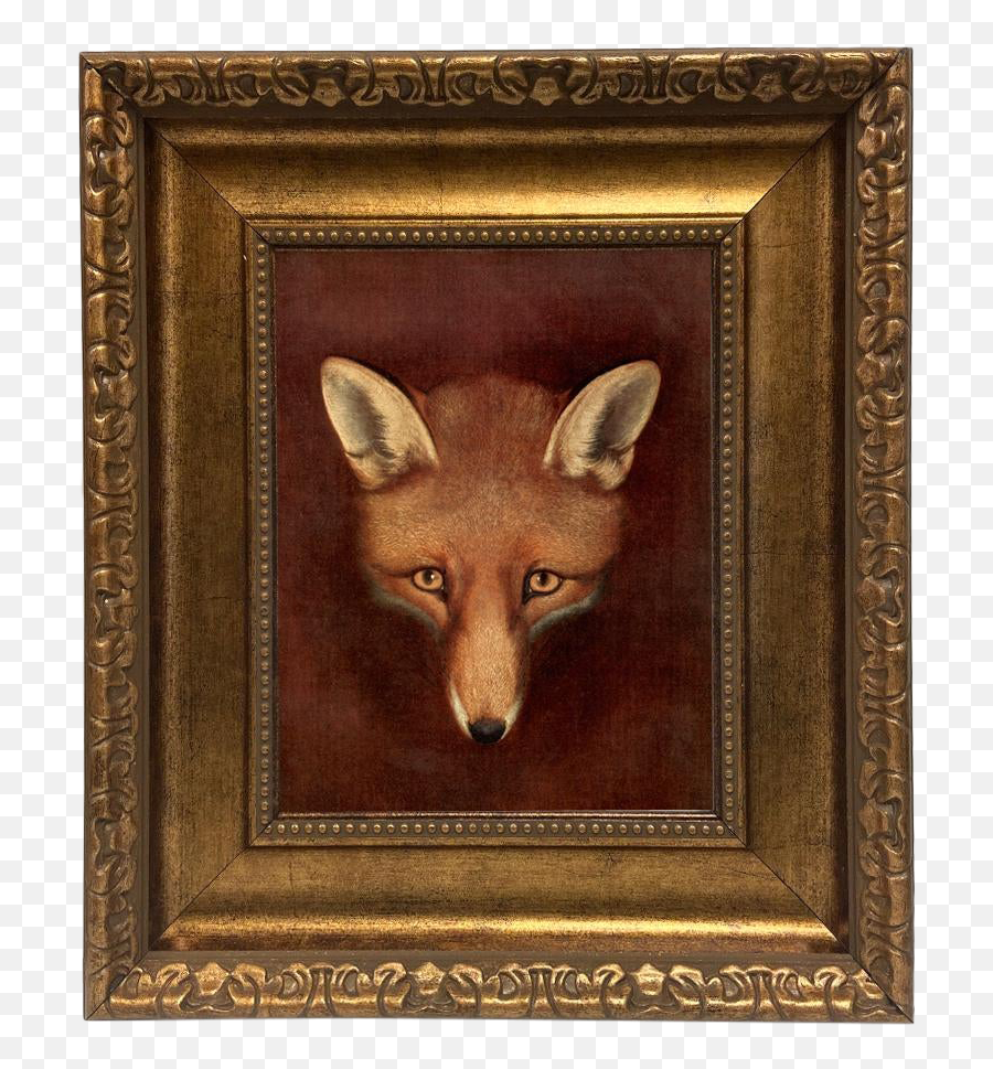 Renard The Fox Head By Reinagle Oil Painting Print Reproduction On Canvas In Antiqued Gold Frame Emoji,Fox Head Png