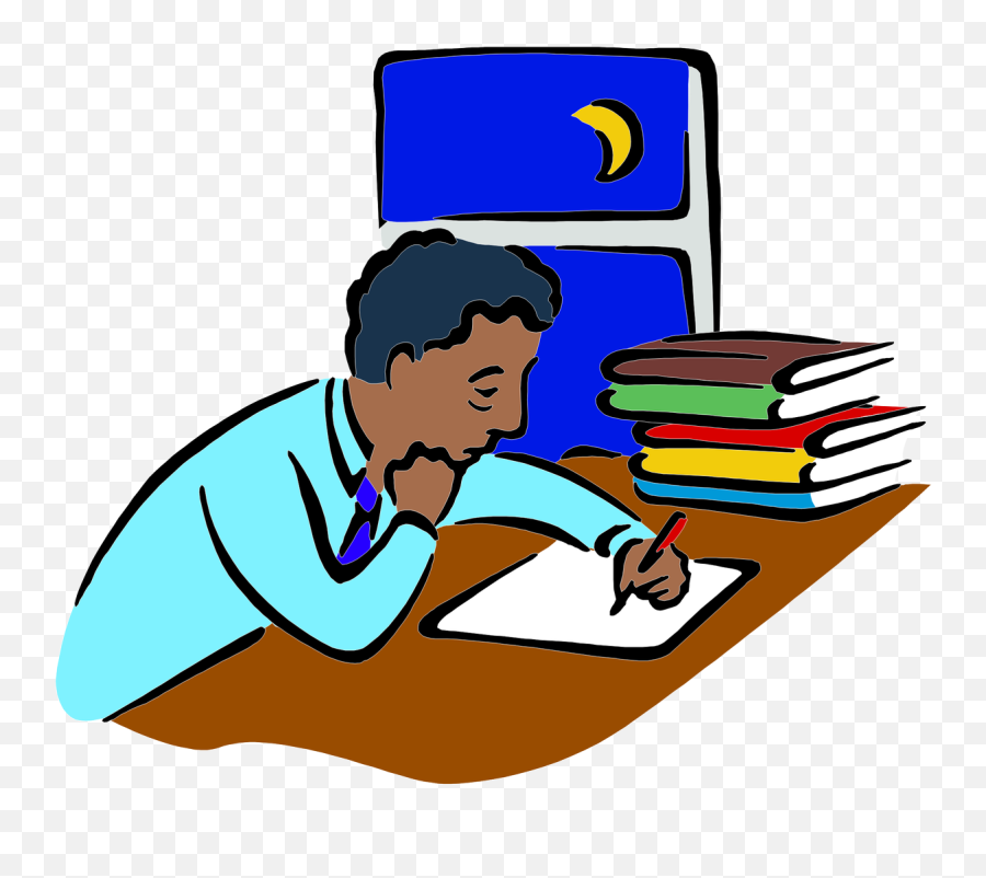 Weary Man Writing At Night - Studying At Night Transparent Studying At Night Png Emoji,Studying Clipart