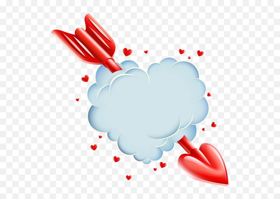 Valentineu0027s Day Cloud Heart With Arrow Transparent Png Clip - Transparent Valentine Png Emoji,Arrow Transparent