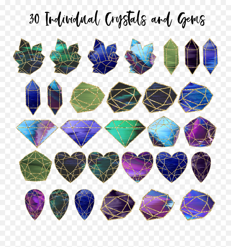 Download Mystical Crystal Gems Clipart Pack - Crystal Full Crystal Gems Clipart Free Emoji,Crystal Clipart