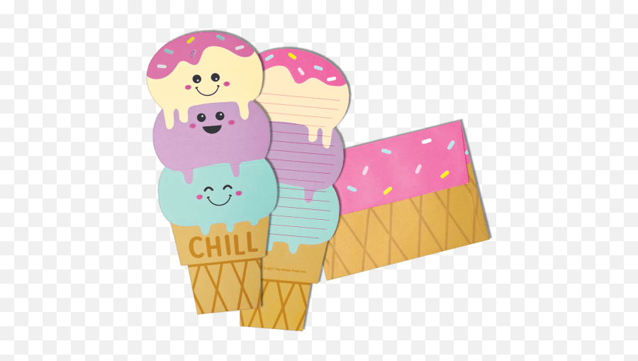 Chill Cone Glitter Notecards - Girly Emoji,Chill Clipart