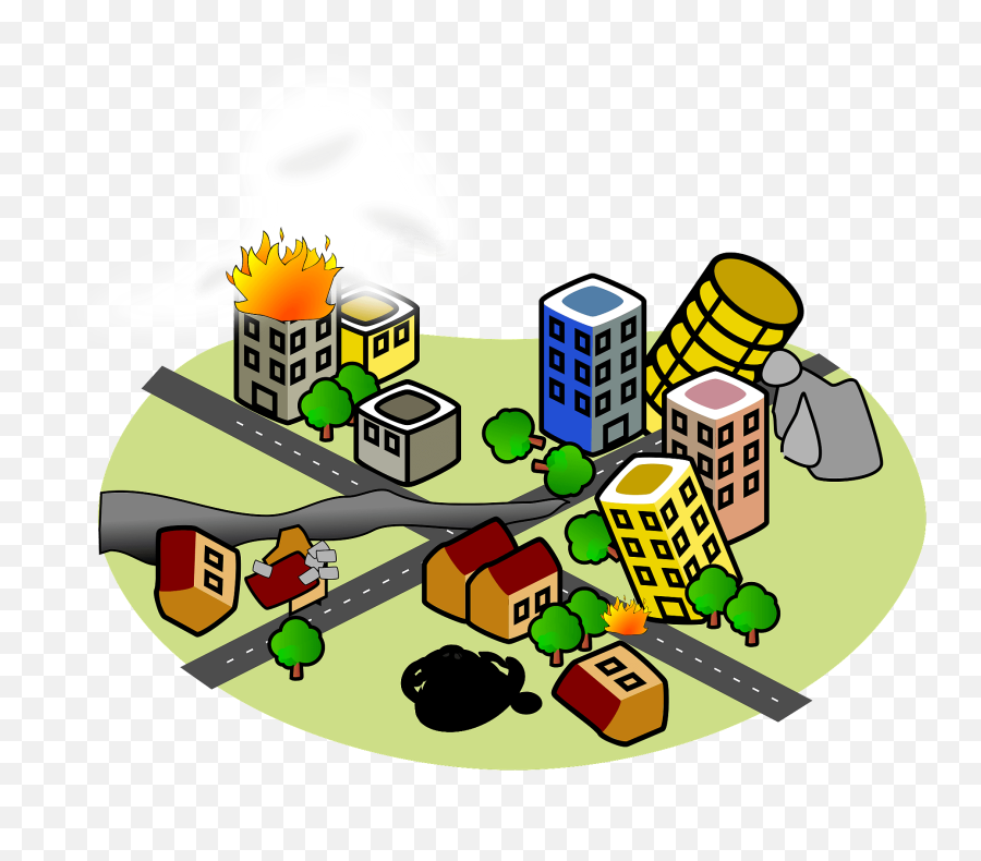 City After Earthquake Clipart - Earthquake Clipart City Emoji,Town Clipart