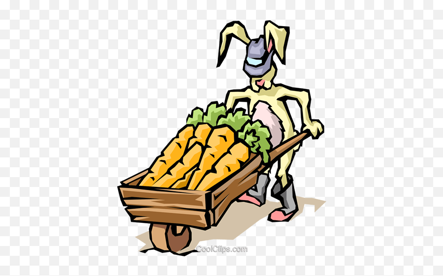 Rabbit With Carrots Royalty Free Vector - Wooden Wheelbarrow Cartoon Emoji,Carrots Clipart
