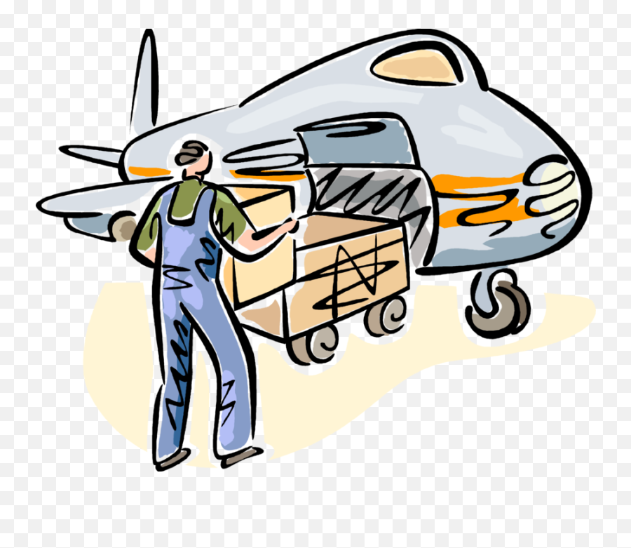 Vector Illustration Of Airport Terminal - Airplane Cargo Cartoon Clipart Emoji,Airport Clipart