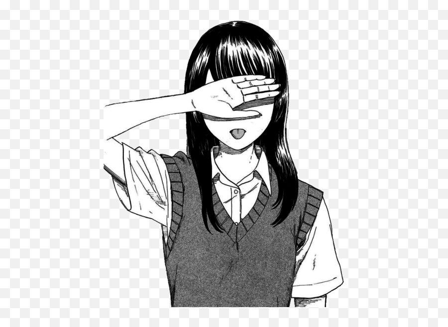 Aesthetic Anime Manga Girl - Aesthetic Kawaii Anime Black And White Emoji,Anime Clipart