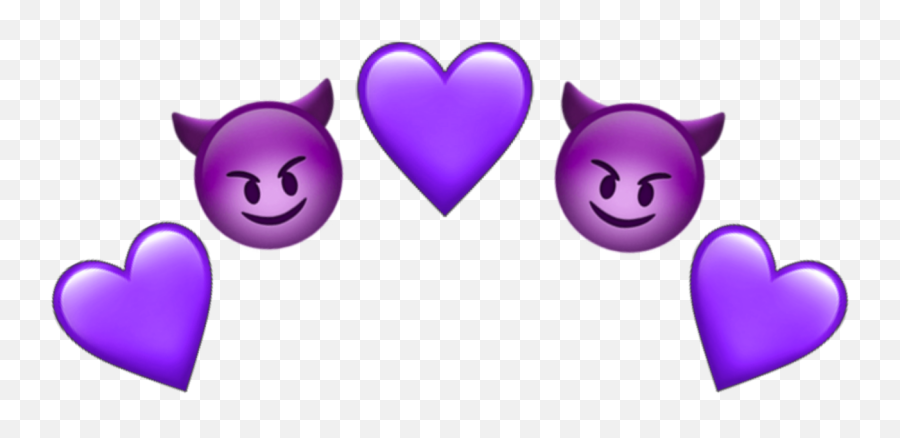 Purple Heart Hearts Devil Satan Purpleemoji - Purple Ios Heart Emoji Transparent,Iphone Png