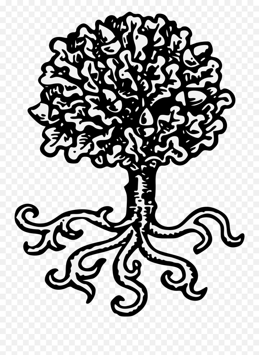 Tree Roots - Oak Tree With Roots Heraldry Transparent Png Heraldic Oak Tree Emoji,Transparent Tree Roots
