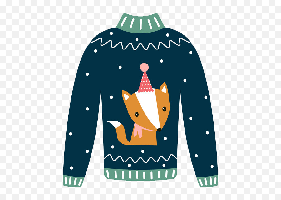 Ugly Christmas Sweater With Fox Clipart - Ugly Sweater Party Vector Emoji,Christmas Sweater Clipart