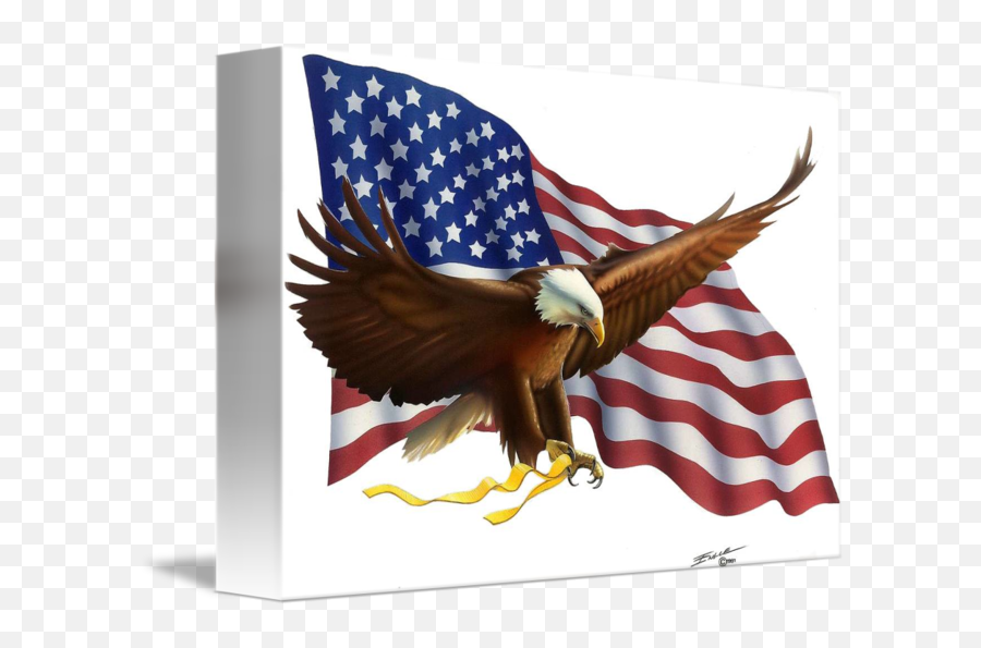 30 - Eagle With Flag No Background By Bob Engle Emoji,Bald Eagle Transparent Background