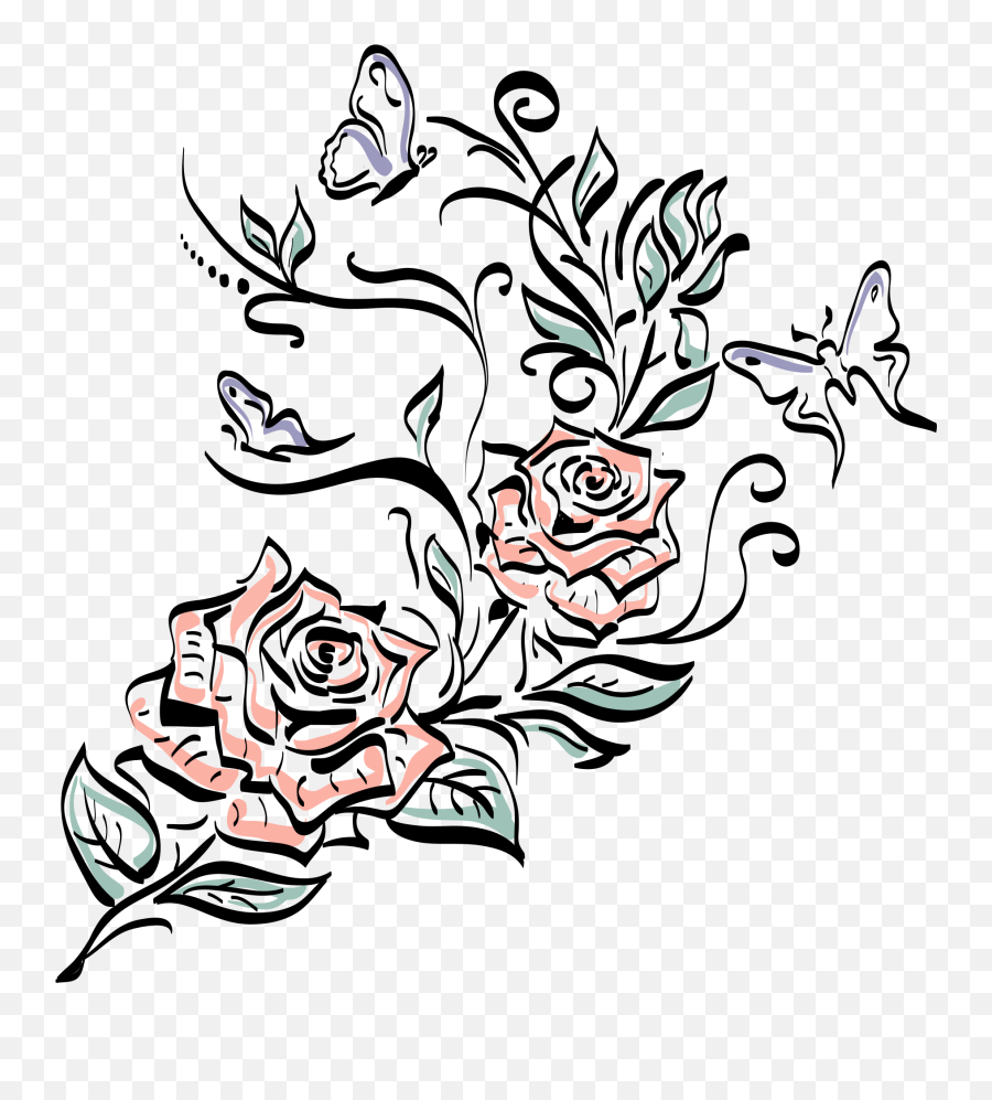 Illustration Of Rose Flowers Drawings - Transparent Tattoo Clip Art Emoji,Rose Drawing Png