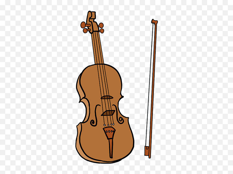 How To Draw Violin - Draw A Violin Step By Step Clipart Easy Drawing Of Violin For Kids Emoji,Violin Clipart