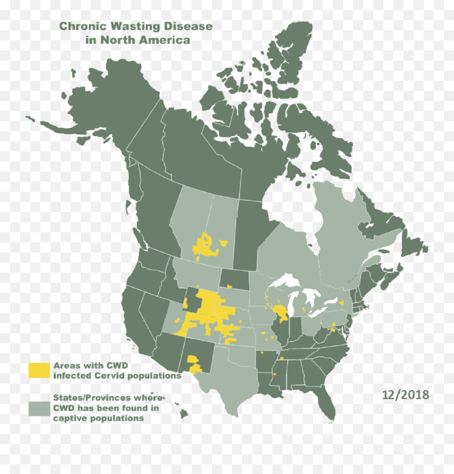 Map U2013 Chronic Wasting Disease In North America U2013 Cwd - Infoorg Emoji,North America Transparent