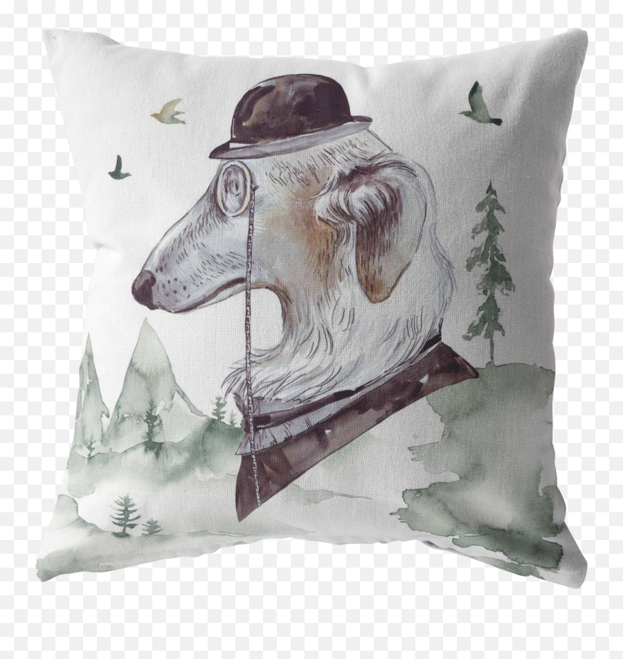 Russian Wolf Hound Vintage Decor Pillow Unique Pet Art Emoji,Russian Hat Transparent