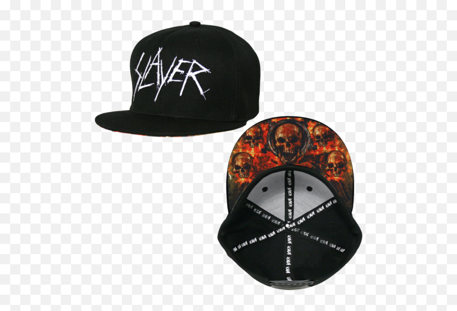 Black Snapback Cap Featuring Slayer - Slayer Cap Emoji,Slayer Logo