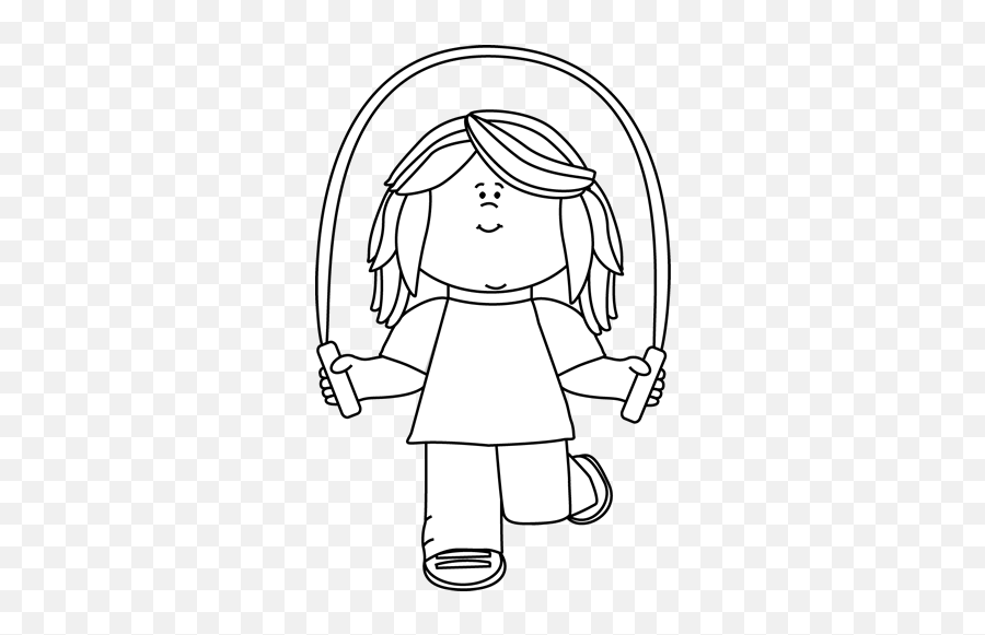 Black And White Girl Jumping Rope Clip Art - Black And White Jumprope Clipart Black And White Emoji,Jump Clipart