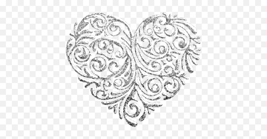 Silver Filigree Heart Graphic Emoji,Filigree Png