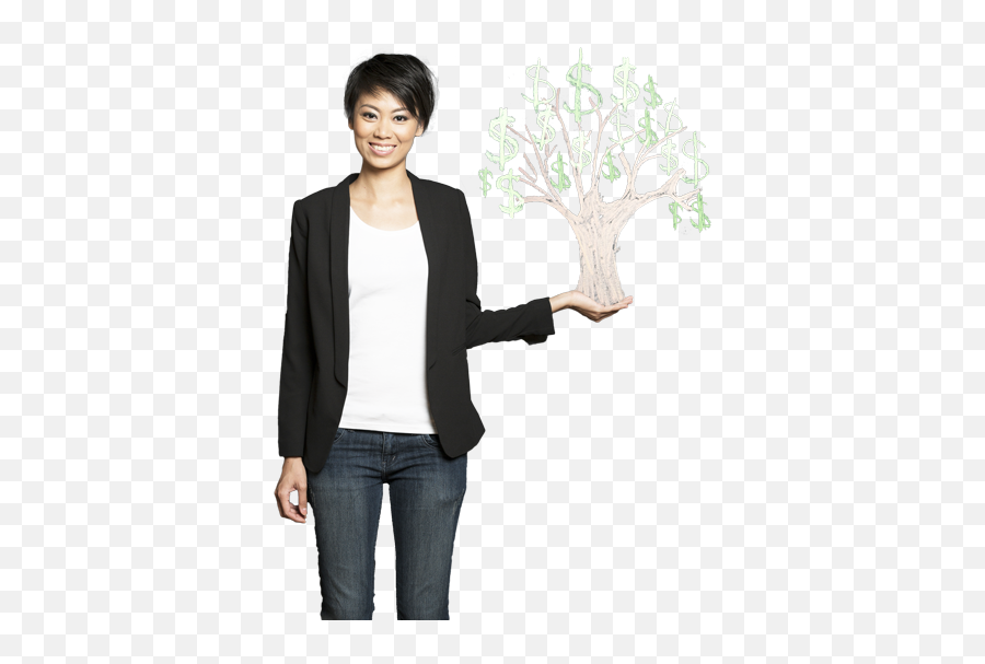 Download Lady Holding Money Tree - Girl Png Image With No Emoji,Money Tree Clipart