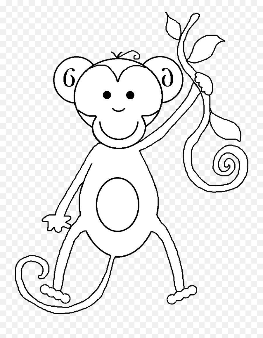 And White Baby Monkey Clip Art Black - Monkey Black Background Line Art Emoji,Monkey Clipart Black And White