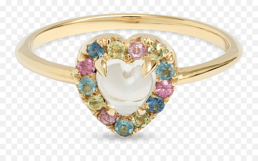 Unicorn Rainbow Moonstone Heart Ring Emoji,Rainbow Heart Transparent