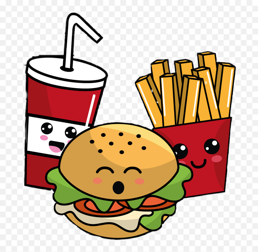 Fastfood Food Chips Burger Sticker By F A N G I R L S Emoji,Burger And Fries Clipart