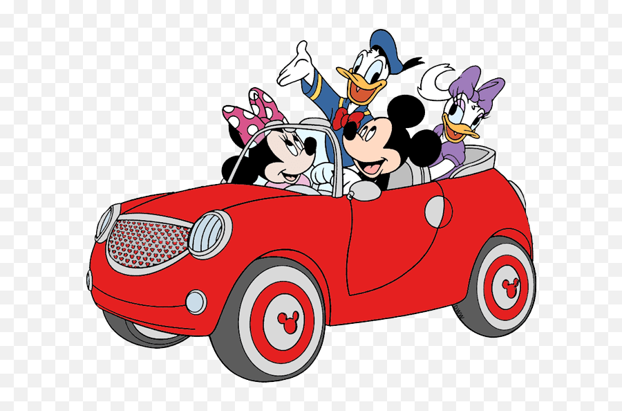 Mickey Mouse Driving Car Clipart - Novocomtop Minnie Mouse Car Clipart Emoji,Cars Clipart