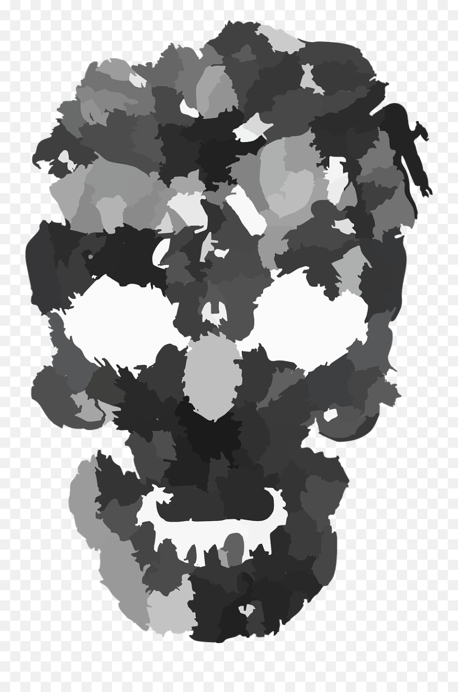 Skull Face Head - Free Vector Graphic On Pixabay Camouflage Face Paint Png Emoji,Abstract Png