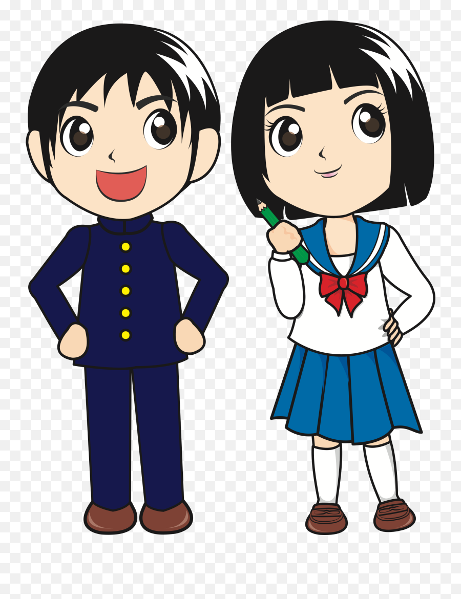 Student Download School Cartoon - Japanese Students Cartoon Png Emoji,Student Clipart