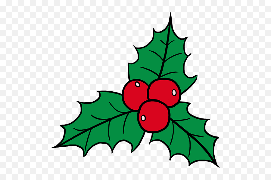 Easy Christmas Holly Drawing - Novocomtop Mistletoe Drawing Easy Emoji,Holly Leaves Clipart