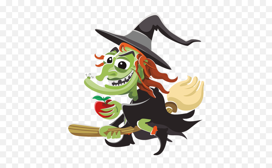 Witch Cartoon On Broom Transparent Png U0026 Svg Vector Emoji,Witch Broom Clipart