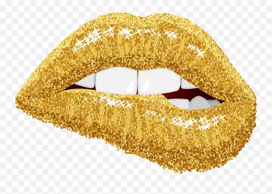 Lipstick Clipart Glitter Lipstick - Transparent Background Gold Lips Clipart Emoji,Lipstick Clipart