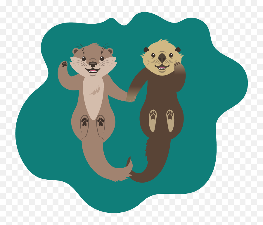 Otter Clipart Transparent - Otters Holding Hands Clipart Otter Clipart Transparent Emoji,Holding Hands Clipart