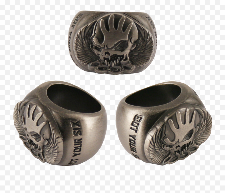 Winged Skull Ring - Five Finger Death Punch Ring Emoji,Five Finger Death Punch Logo