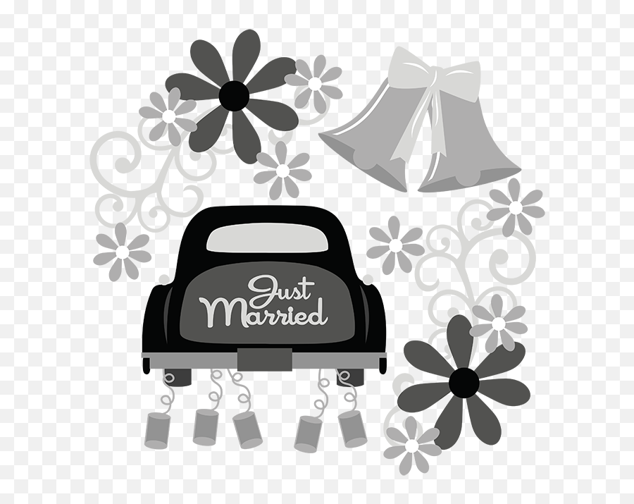 Vintage Wedding Car Clipart Black And Wh 417818 - Png Miss Kate Cuttables Wedding Emoji,Car Clipart Black And White