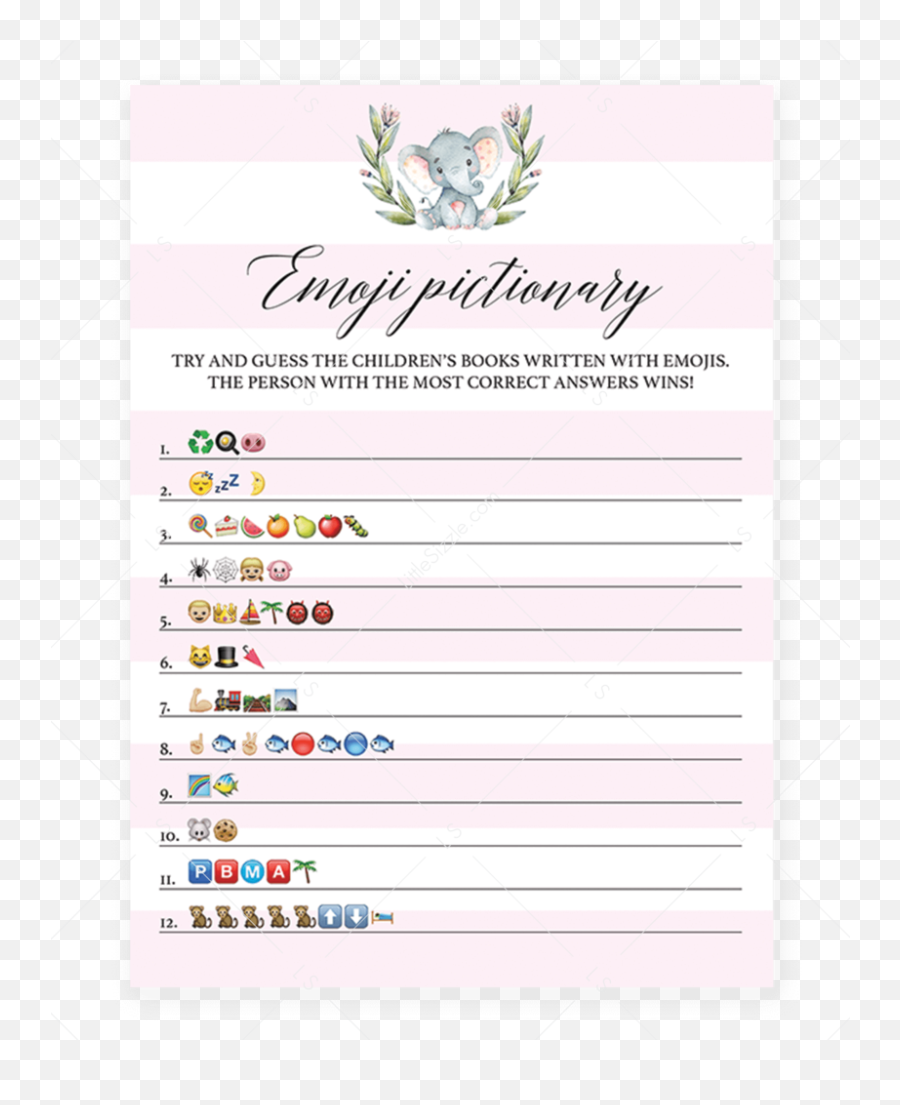 Download Pink Baby Shower Emoji Pictionary Printable By - Emoji Pictionary For Baby Shower With Answers,Baby Emoji Png