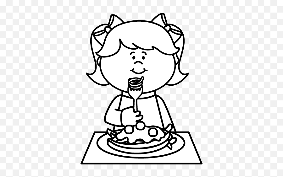 White Kid Eating Spaghetti Clip Art - Eating Child Clipart Black And White Emoji,Eating Clipart