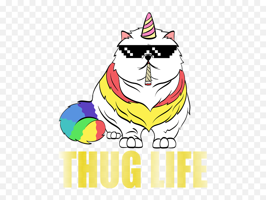 A Cool Thug Life Tee For Gangster Unicorn Cat Thug Life Tshirt Design Smoking Eyeglasses Greens Duvet Cover - Thug Life Unicorn Emoji,Thug Life Png