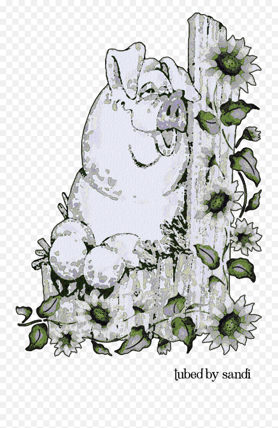 Pig6 - Floral Emoji,Sunflower Border Clipart
