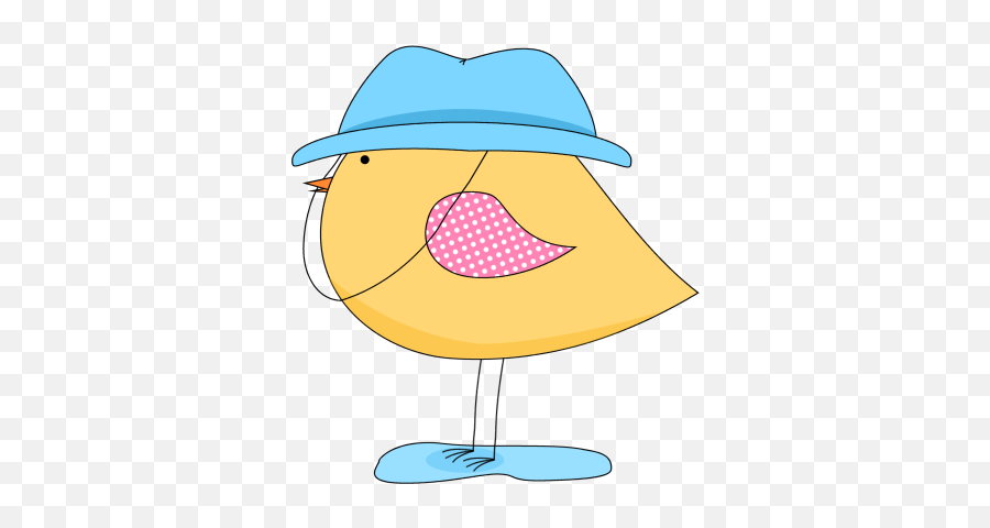 Spring Rain Clip Art Yellow Spring Bird Wearing A Rain Hat - Spring Rain Clip Art Emoji,Follow Directions Clipart