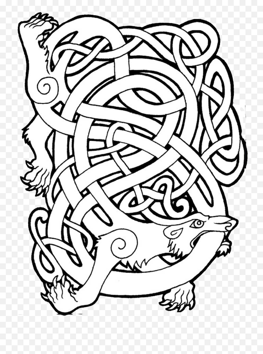 A Tattoo Commission Of Two Stylized Celtic Fox Head - Zoomorphic Celtic Knotwork Emoji,Fox Head Clipart
