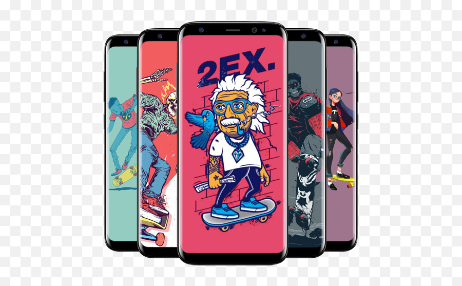 Skate Wallpapers Art - Einstein Riding A Skateboard Emoji,Skate Logo Wallpapers